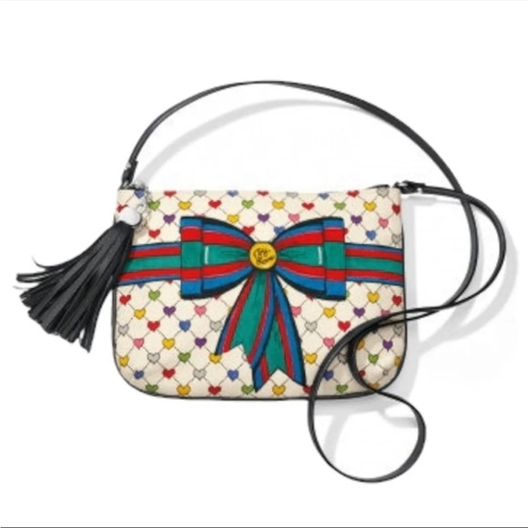 NWT Brighton Bag Holiday Love & Joy Crossbody Pouch Artsy Rainbow Hearts Purse - Picture 2 of 13